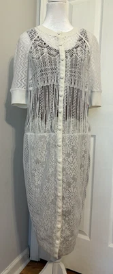 Byron Lars Beauty Mark Lace Button Up 2 Layer Dress Size 8 Designer Cocktail S/S - Image 1 of 4