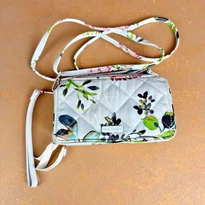 Vera Bradley Seawater Blooms All In One Wristlet Wallet Crossbody Blue RFID - Image 1 of 4