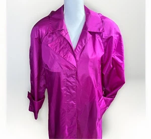 Retro 80s 90 Rain JacTotes Women S/M (6) Pink Double Breasted Trench Windbreaker - Picture 1 of 12