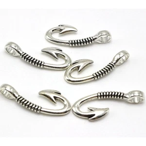 10 Pcs Tibet Silver Tone S Fish Hook Clasp 18X44mm For Leather Cord Craft - Picture 1 of 7