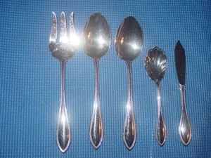 ONEIDA BEADED ARBOR AMERICAN HARMONY 5-TEILIGES SERVIERBESTECK SILBERBESTECK BESTECK - Bild 1 von 5