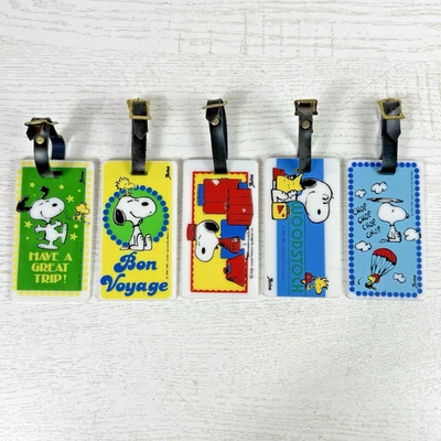 Vintage Peanuts Snoopy Luggage Tag Lot of 5 by Aviva Woodstock Plastic - Image 1 of 4