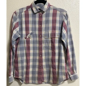 VTG LIZ CLAIBORNE Women’s Sz 6 Plaid Flannel Button Up Camp Shirt Outdoor Hiking - Picture 1 of 10