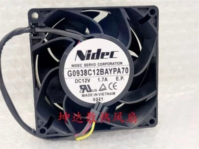 nidec G0938C12BAYPA70 DC12V 1.7A 4pin Server Cooling Fan - Image 1 of 3