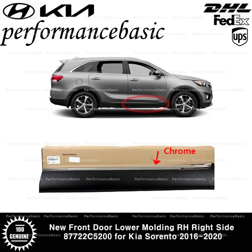 Nueva puerta delantera moldura inferior derecha lado derecho 87722C5200 para Kia Sorento 2016-2020 Foto 1 de 4