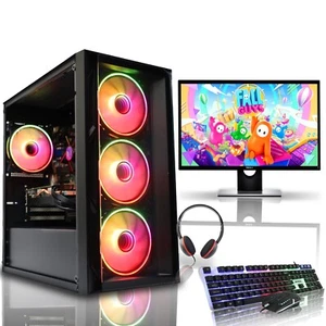 Gaming PC Core i5 7th Gen 16GB RAM AMD RX 580 8GB 500GB + 240GB SSD Windows 10 - Picture 1 of 9