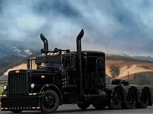 1/64 DCP BLACK OUT PETERBILT 389 TRI AXLE W/ 63" FLAT TOP SLEEPER - Picture 1 of 6