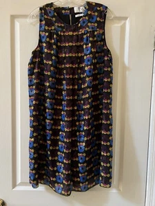 NWT Anna Sui Target Metallic Circle Sleeveless Shift Mini Dress L - Picture 1 of 5