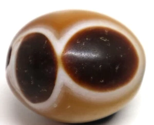 Gran abalorio de piedra de ágata tibetana antigua con ojo en perfecto estado - Imagen 1 de 7