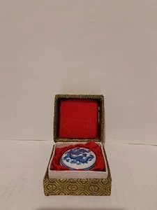 Chinese Red Paste Ink for Stamp Seal in Dragon Porcelain Pot 1.5 in - Picture 1 of 10