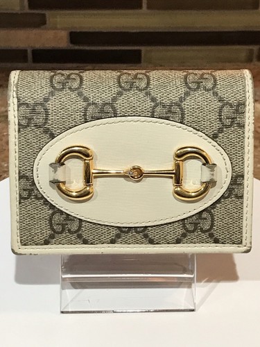 Portafoglio compatto per carte Gucci GG Supreme Horsebit