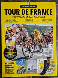 Official Tour De France 2025 Magazine / Guide (UK) Premium Edition - Inc. Socks - Picture 1 of 3