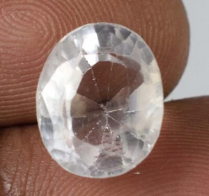 Weißer Montana Saphir 8,35 Kt/12 mm Oval Natur Edelstein Zertifiziert B97831 - Bild 1 von 6