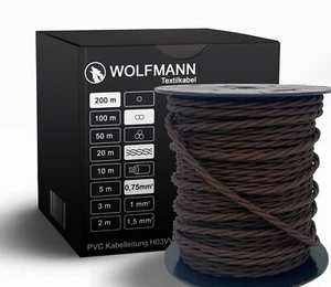 2-adrig Textilkabel für Lampe Lampenkabel gedreht gedrillt Braun 2 x 0,75mm2 - Bild 1 von 1