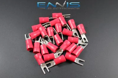 Pala de vinilo calibre 8 # 8 ROJO 10 PK conector terminal de crimpado AWG GA CAR horquilla Foto 1 de 4