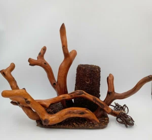 Vintage Oak Tree Branch Resin Stone Pebbles Base Table Lamp Cabin Décor Folk Art - Picture 1 of 12