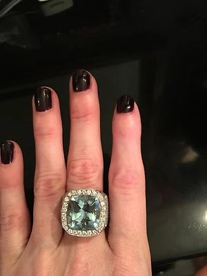 ¡Anillo llamativo de diamantes y aguamarina de oro blanco de 18 quilates LOREE RODKIN! Foto 1 de 4