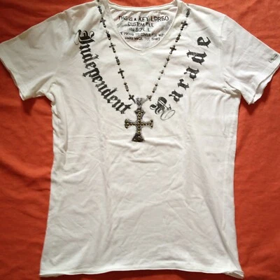 CAMISETA KEY LARGO NOCHE OSCURA GÓTICA CRISTIANA BLANCA TALLA GRANDE UE SLIM Foto 1 de 4