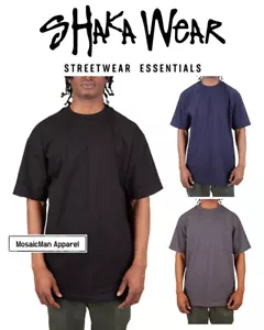 Shaka Wear Max Heavyweight Plain Cotton Crew Neck Short Sleeve Big Tall T-shirt - Picture 1 of 11