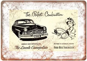 Vintage 1949 Lincoln Cosmopolitan  Auto Ad Retro Look Metal Sign A4159 - Picture 1 of 2