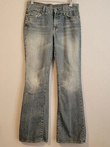 7 For All Mankind Jeans Womens Size 29 Bootcut Distressed Low Rise Denim Blue - Picture 1 of 11