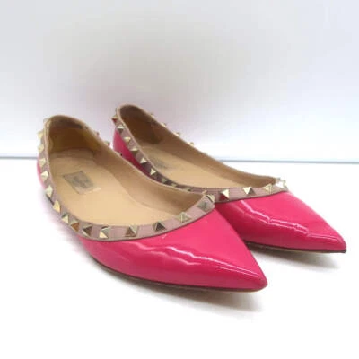 Valentino Rockstud Punta Punta Ballet Pisos Fucsia Charol Talla 39 Foto 1 de 4