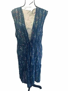 Women's LC By Lauren Conrad Linear Botanical Long Vest NWT - Picture 1 of 7