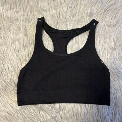 Bralette inalámbrico Fruit Of The Loom para mujer talla XS negro acanalado espalda cruzada sujetador Foto 1 de 4