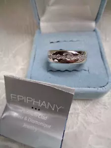 EPIPHANY Platinum Clad .925 Sterling Diamonique CZ Wide Eternity Band Ring - 10 - Picture 1 of 9
