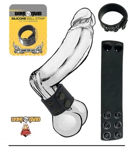 Boneyard Silicone Ball Strap Stretcher ADJUSTABLE SNAPS Cock Ring Male CBT Black - Picture 1 of 12