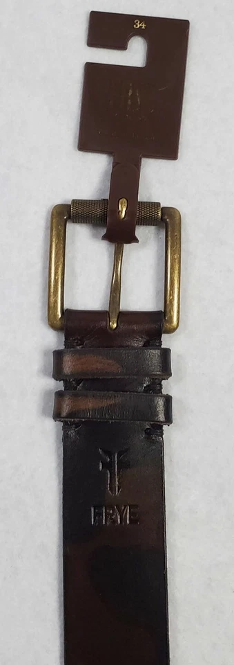 Frye Men's Size 38 Genuine Leather Belt Brown Camo Camouflage Print 2