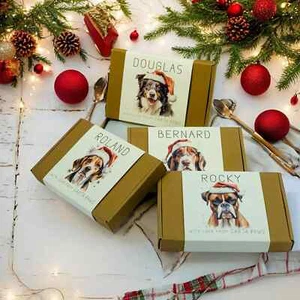 ANY DOG BREED -Dog Christmas Gift - Personalized Box Of Dog Treats - Dog Xmas - Picture 1 of 11