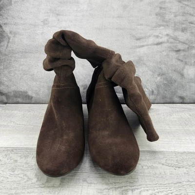 Botas de montaña blancas para mujer talla 9,5 cuero marrón gamuza holgadas media pantorrilla zapatos Foto 1 de 4