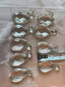 EX large 2.5 In Chandelier Tear Drop Antique Austrian Lead Crystals Lot Of 9 - Picture 1 of 16