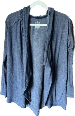 Cárdigan Cuddl Duds con capucha frente abierto azul jaspeado para mujer talla S/M ropa cómoda Foto 1 de 4