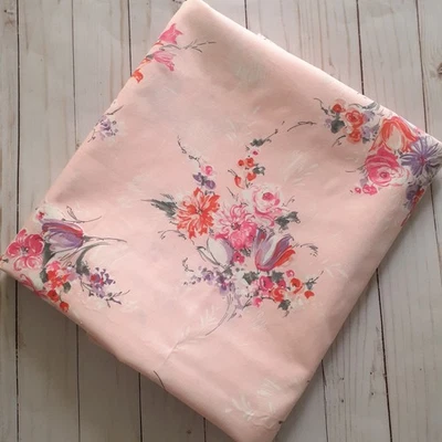 Vintage Pink Floral Cotton Fabric 5 5/8 yards - Image 1 of 4