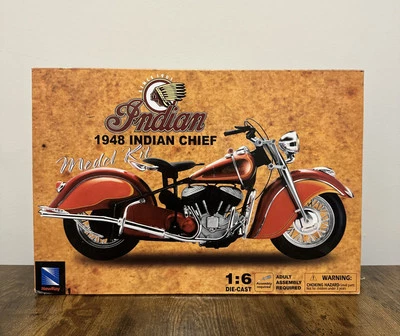 Vintage New Ray 1948 Indian Chief Motorcycle 1:6 Scale Diecast Model Kit NIB - Image 1 of 4