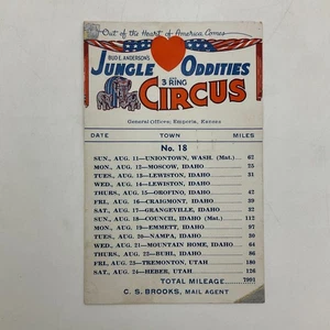 Bud Anderson Jungle Oddities 3 Ring Circus Emporia Kansas Tour Dates 1940 - Picture 1 of 7