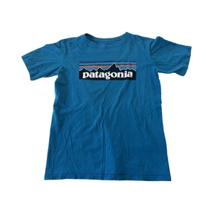 Camiseta Patagonia Juvenil S/S con Logo Talla L 12 100% Algodón Orgánico Azul - Imagen 1 de 3