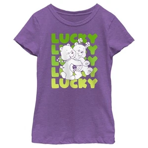 Girl's Care Bears St. Patrick's Day Good Luck Bear and Funshine Bear Lucky T-Shi - Picture 1 of 8