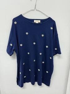 Camicia Vintage Bechamel Colorata Top Ricamato Foglie Floreale Bottone Fiore L - Foto 1 di 7