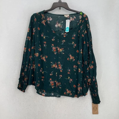 Blusa manga mujer Mason & Belle Franceska 2X verde floral puntada fija Foto 1 de 4