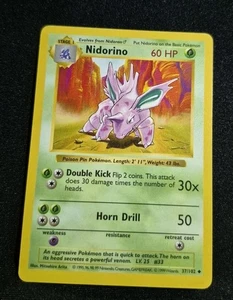Juego Base Nidorino Pokémon 1999 Shadowless #37/102 Poco Común LP WOTC De Colección - Imagen 1 de 2