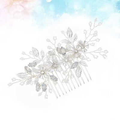  Pettine per con perline in argento Foglie in lega Copricapo Accessori per con - Immagine 1 di 4