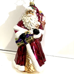 Christopher Radko Weihnachtsschmuck Santa Rubin Umhang Handarbeit mundgeblasenes Glas - Bild 1 von 10