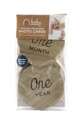 Tarjetas fotográficas mensuales Baby Wonders niño o niña, madera natural - 1 juego Foto 1 de 3