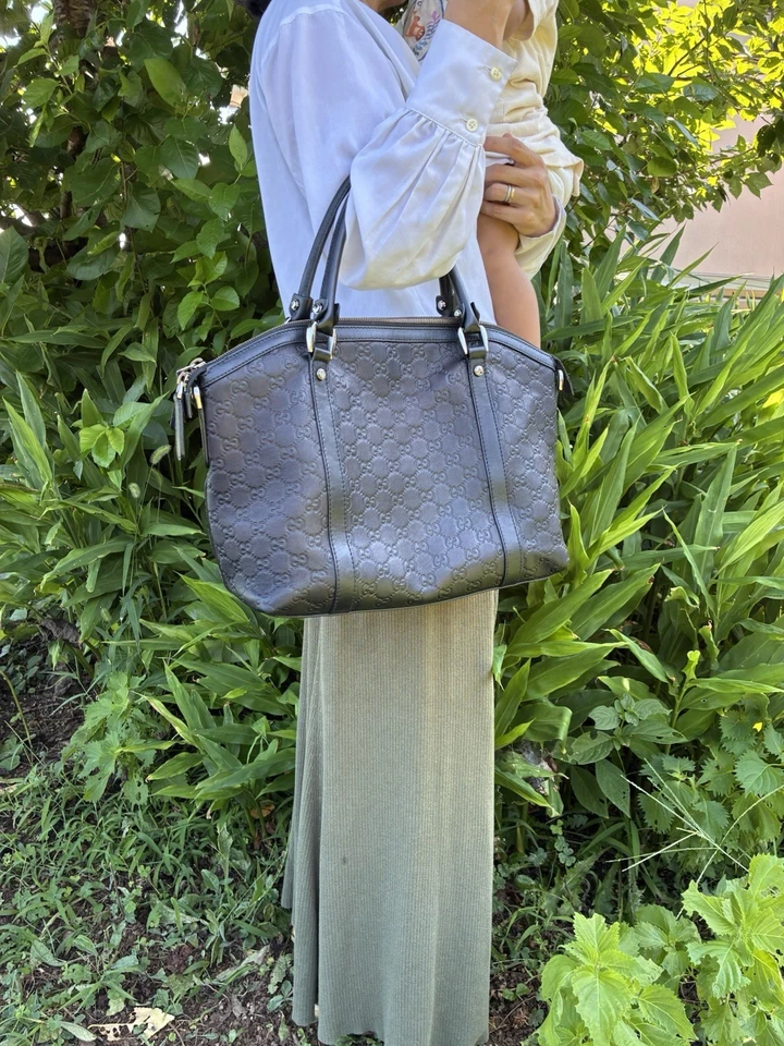 Gucci Guccissima Imprime Black Leather Handbag GG - Image 1 of 4