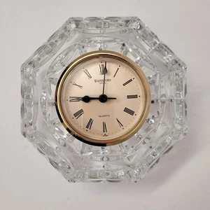 Waterford Crystal Desk Mantle Clock 5” Octagon - Analog Face Roman Numerals - Picture 1 of 7