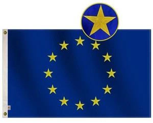 Premium Europäische Union Flagge 3x5Ft Outdoor, bestickt 12 Sterne, längste Last... - Bild 1 von 7