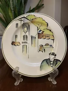 Rosanna Import 8 & 3/8" Ceramic Salad Plate CAFE SCENE Made in Italy RARE - Picture 1 of 3